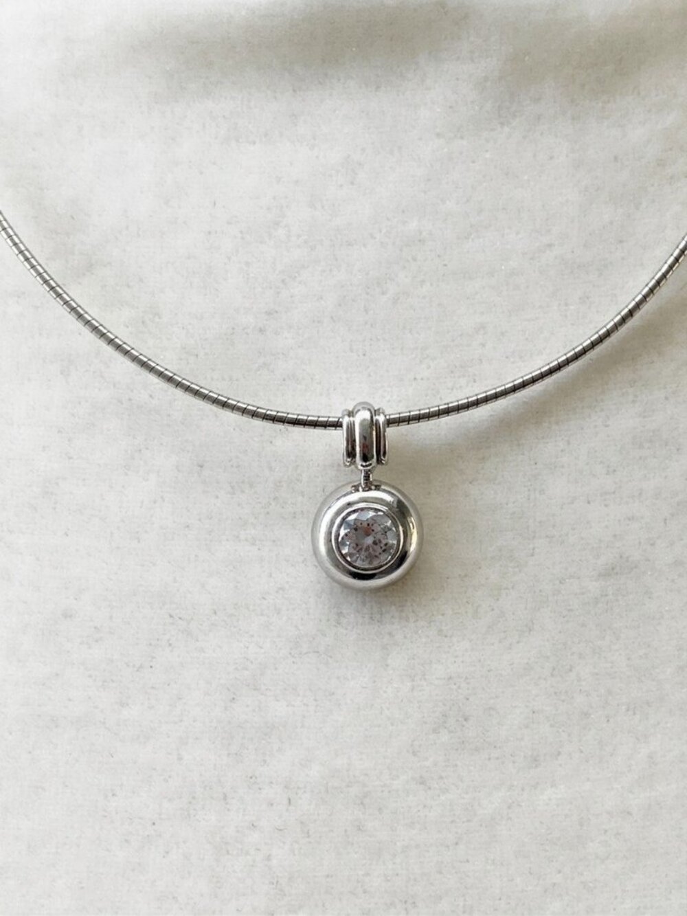 QVC Epiphany Sterling Silver Platinum Clad Diamonique Necklace